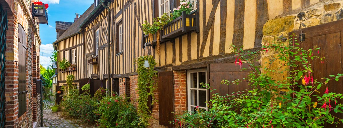 Normandy, France – Street in Honfleur Normandy, France - Street in Honfleur