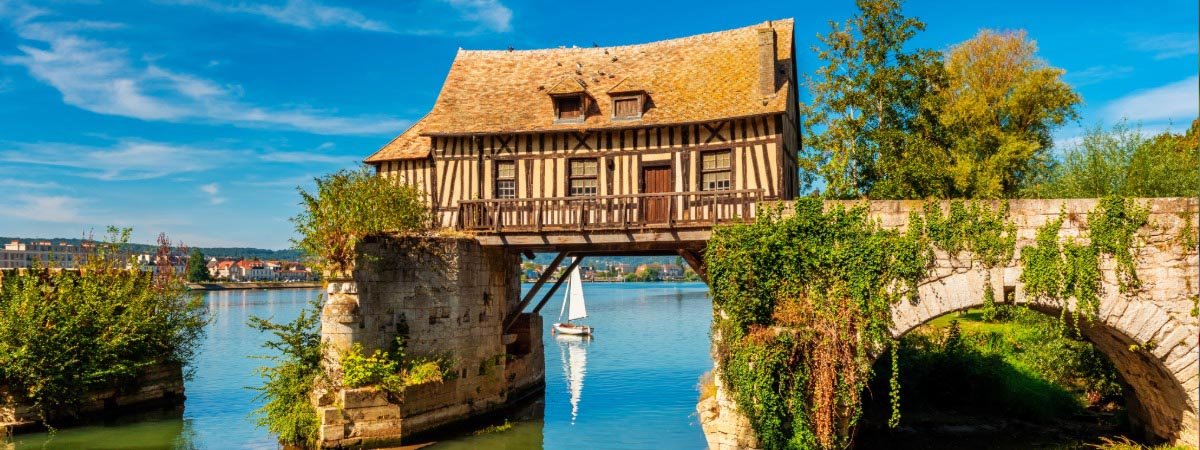 France old timbered water mill in Vernon